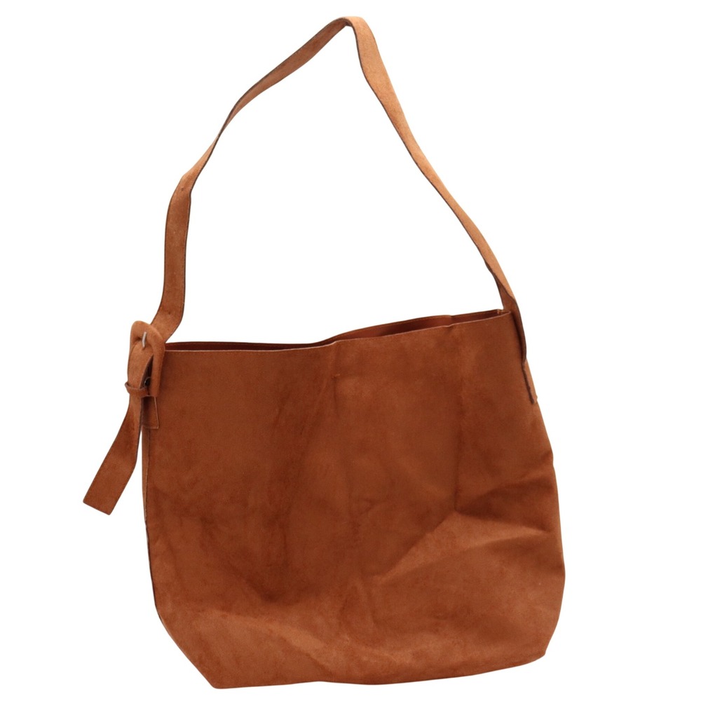Unbranded Shoulder Bag Womens Large Hobo Cognac Faux Suede Buckle Excellent